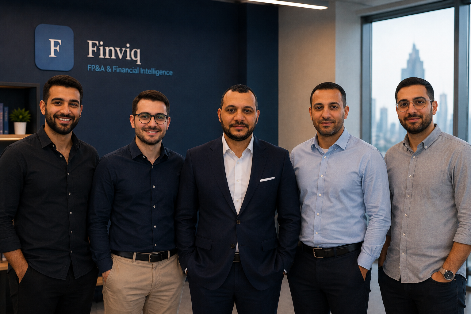 The Finviq senior finance team with founder Ahmed Hassan at the Finviq office